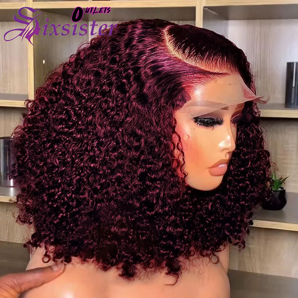 Glueless Wear And Go Human Hair Wig - Burgundy 99J Deep Wave Short Bob