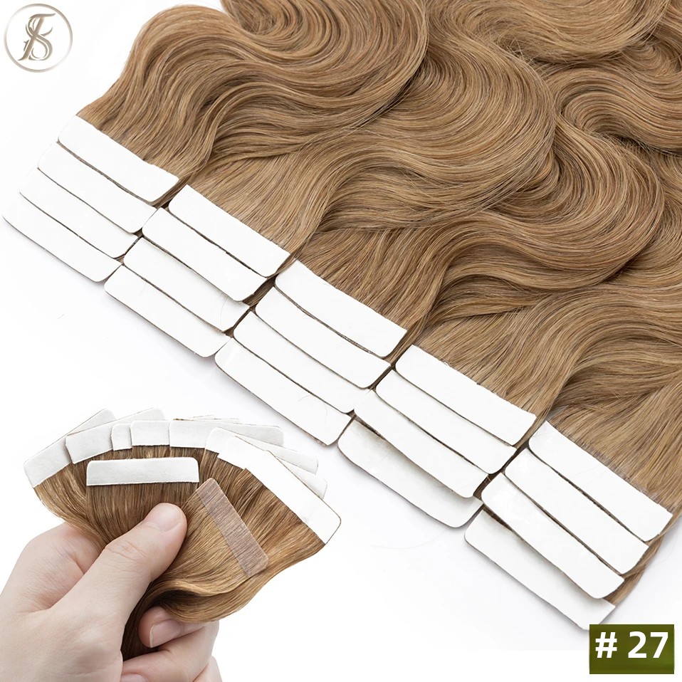 TESS 20pcs Wavy Tape In Human  - đánh giá và giá Invisible Tape In Extensions Real Hair