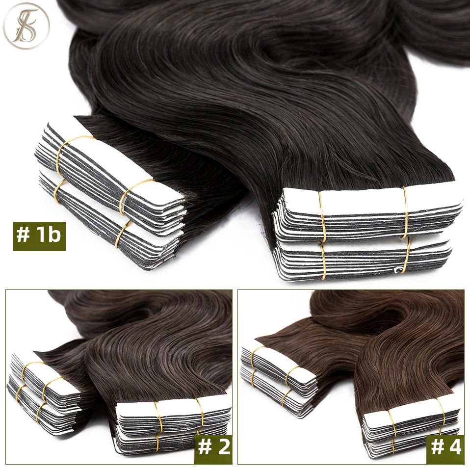 TESS 20pcs Wavy Tape In Human  - đánh giá và giá Invisible Tape In Extensions Real Hair