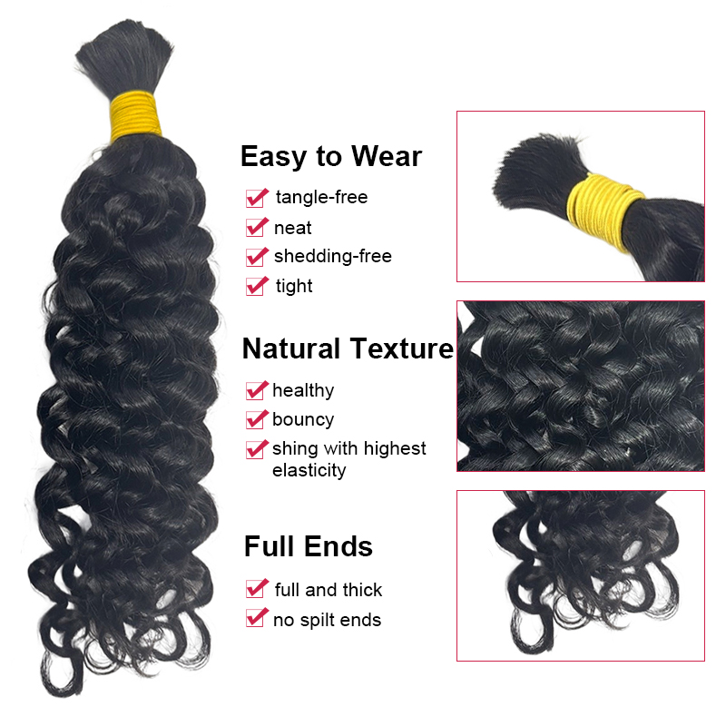 Human Braiding Hair for Boho B - đánh giá và giá Water Wave Bulk Human Hair For Braiding