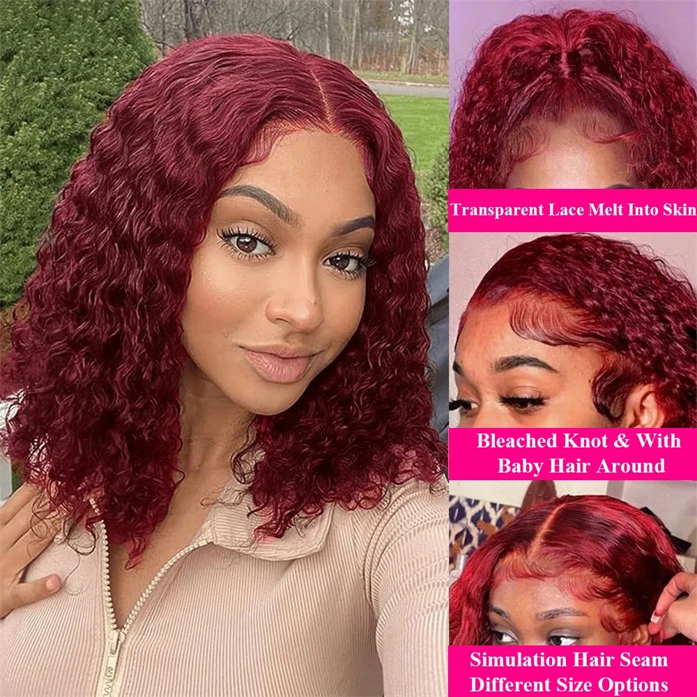 Burgundy 99J Deep Wave Short B - đánh giá và giá Glueless Wear And Go Human Hair Wig
