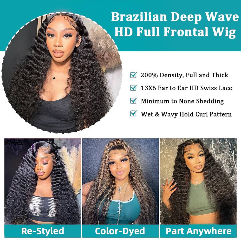 40 46 Inch Deep Wave 13x6 13x4 - đánh giá và giá Human Hair Wigs
