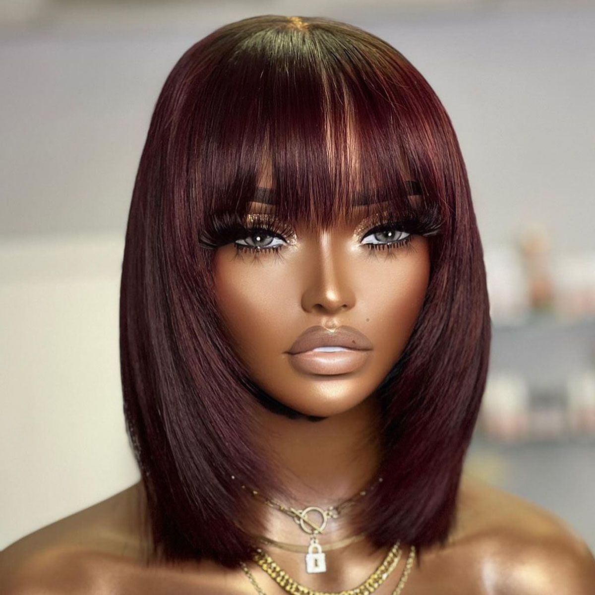 Short Bob Wig Layered with Ban - đánh giá và giá Lace Front Wigs