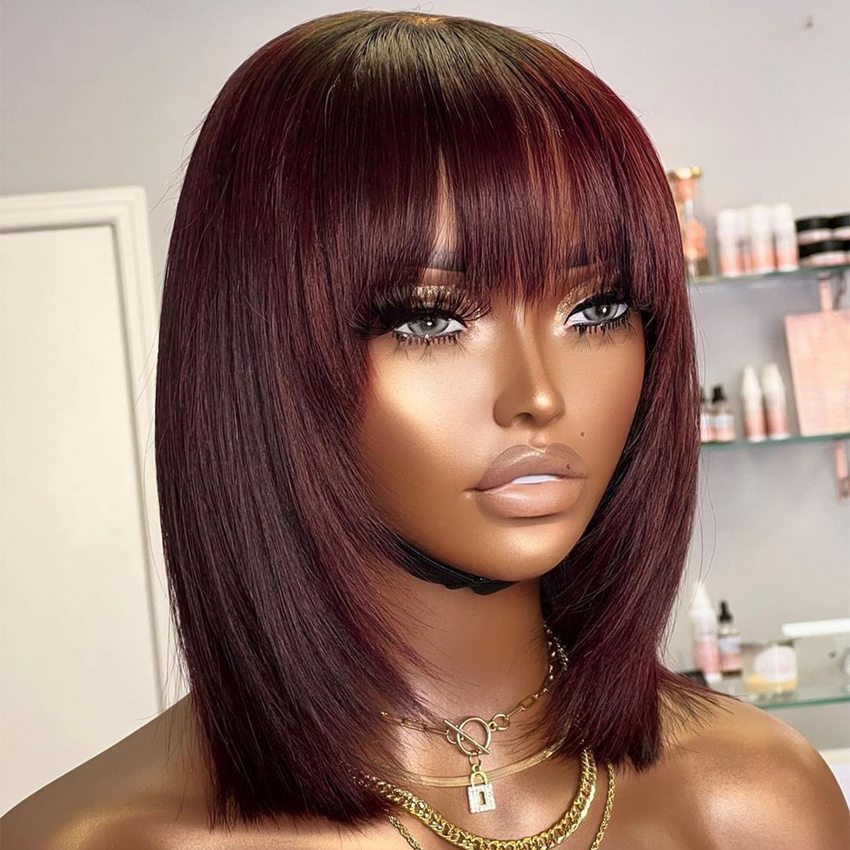 Short Bob Wig Layered with Ban - đánh giá và giá Lace Front Wigs