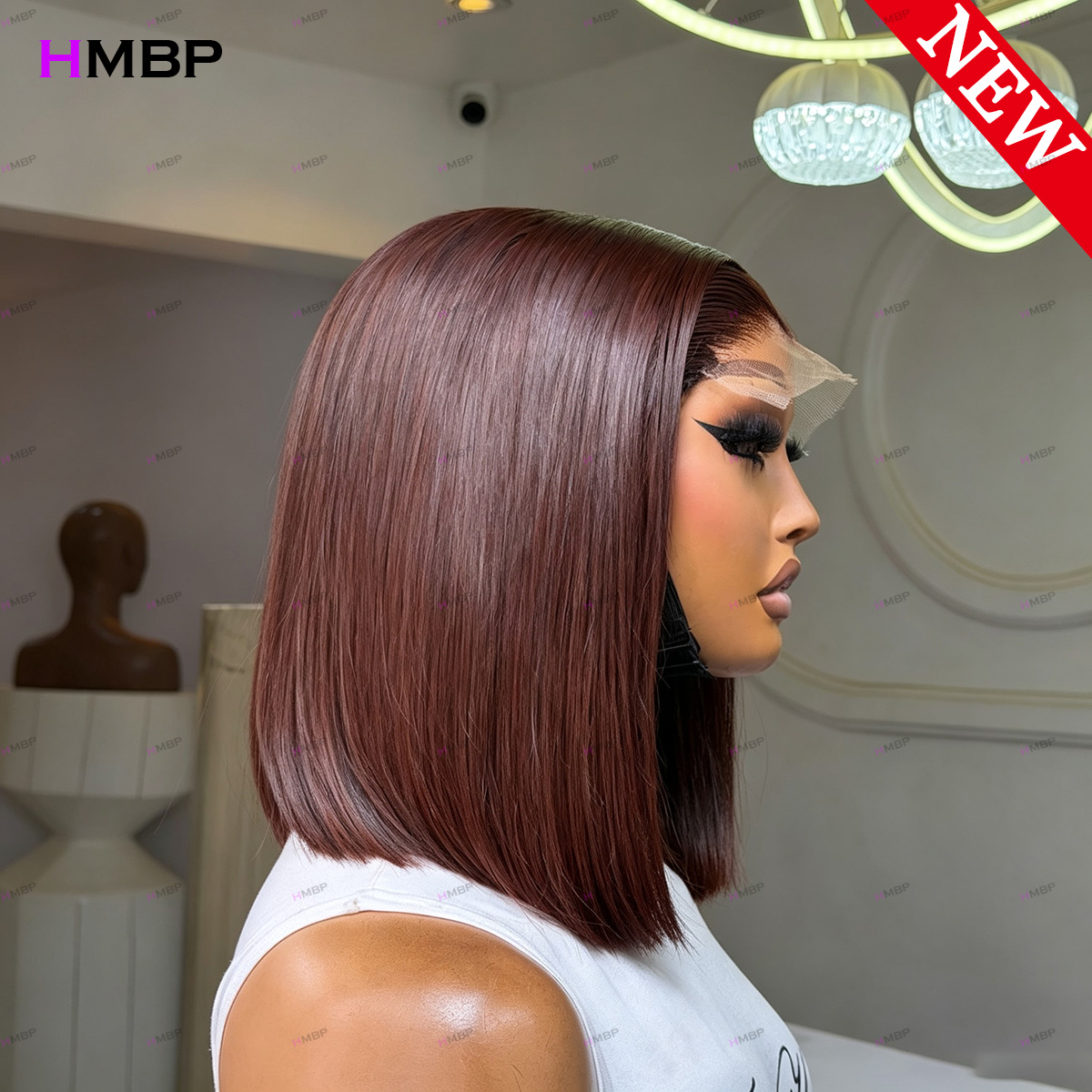#33 Dark Auburn Straight Bob W - đánh giá và giá Lace Front Wigs
