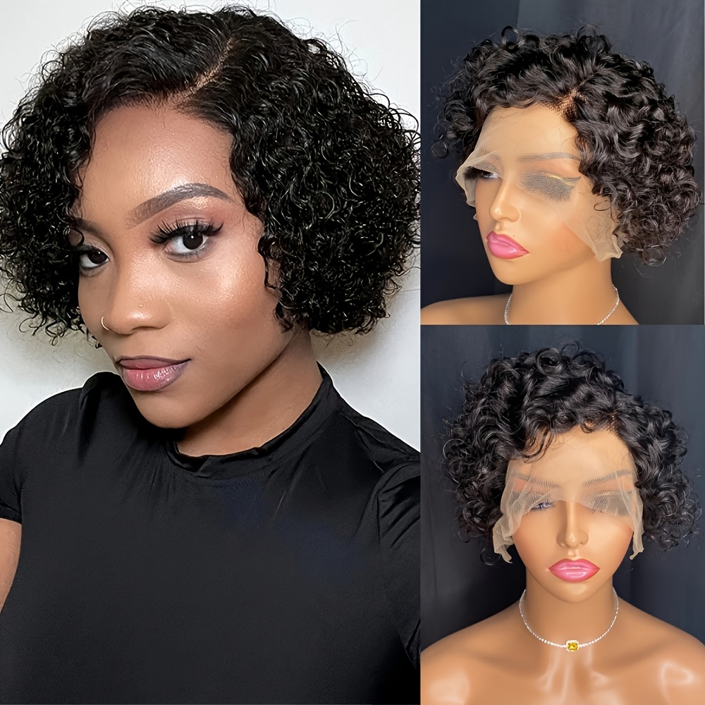 Short Curly 13x1 Lace Curly Pi - đánh giá và giá Glueless Wear And Go Human Hair Wig